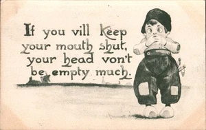 Holländischer Junge Sarkasmus "Halten Sie den Mund" HUMORVOLL 1912 antike Postkarte - Bild 1 von 2