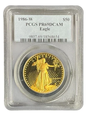 1986 W 1 OZ $50 PROOF GOLD EAGLE PCGS PR69 DCAM - Image 1 of 4