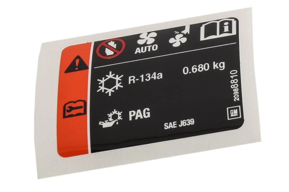 ACDelco 20988810 Air Conditioning Refrigerant Charge Label - Изображение 1 из 1