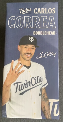 2023 Minnesota Twins Carlos Correa Bobblehead "4" Fingers Hand Sign - Brand New Cover