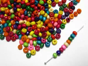 1000 Pcs Mixed Color 4mm Round Wood Beads~Wooden Mini Spacer Jewellery Making - Picture 1 of 6