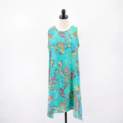Madison Leigh 10 Teal Paisley Crew Neck Sleeveless Maxi Dress Polyester - Image 1 of 4