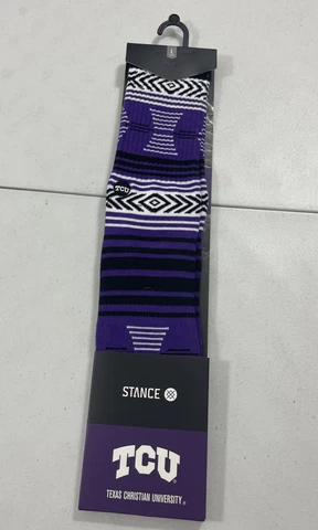 Men’s Stance TCU Horned Frogs Maze Crew Socks Size Large 9-12 Cover
