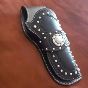 Gun Holster Belt Leather Revolver Pistol Tooled .22 .35/357 .44/45 Cal Western - Picture 1 of 3