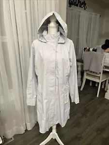 Athleta L LARGE RainOut Sutro Long Trench, Light Blue Rain Coat Jacket RAINCOAT - Picture 1 of 9
