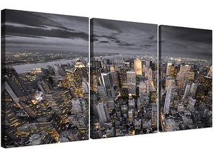 Black and White New York Skyline - Multi Canvas Set of 3 - 125cm Wide - 3269 - Picture 1 of 4