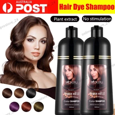 MOKERU 500ML Instant Hair Dye Shampoo Natural Plant Essence Argan Oil 5 Colors - image 1 of 4