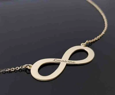 Collana Infinito nome Argento Giallo 925 rodiato anallergico donna Art MID   - Immagine 1 di 4