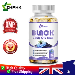Premium Black Seed Oil,Premium Cold Pressed, Non-GMO, Vegan 1000mg Capsules - Picture 1 of 9