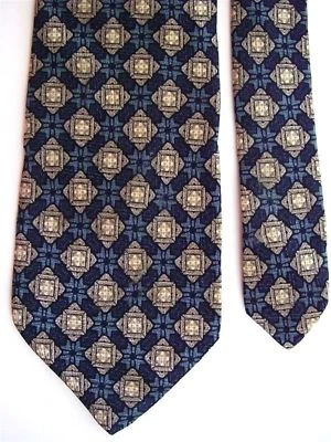 Corbata de cuello de novedad de seda para hombre de hoy azul marino multi hecha en Italia 3 3/4" x 58" Foto 1 de 2