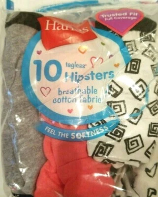 Hanes Girls 10 pk Tagless Breathable Cotton Hipsters - Size 10 - Image 1 of 4
