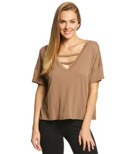Beyond Yoga Full Eclipse V-Neck Tee Gr. L hellbraun nagelneu ohne Etikett - Bild 1 von 3