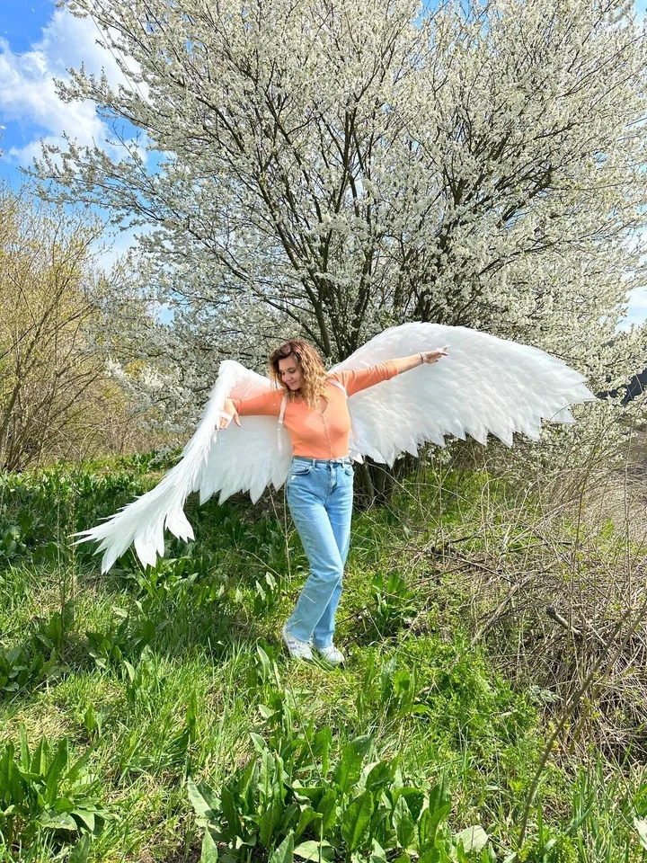 Angel wings Cosplay White Bird Photo Sexy Halloween Carnival Costume Fairy - Image 1 of 4