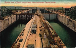Canal de Panamá Vista General de Esclusas de Gatún Postal de Colección C376 - Imagen 1 de 2