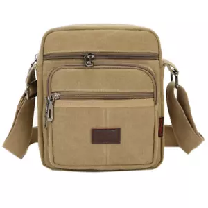 Multifunctional Men'S Shoulder Bag Flap Solid Color Casual Messenger Canvas Fash - Picture 1 of 8