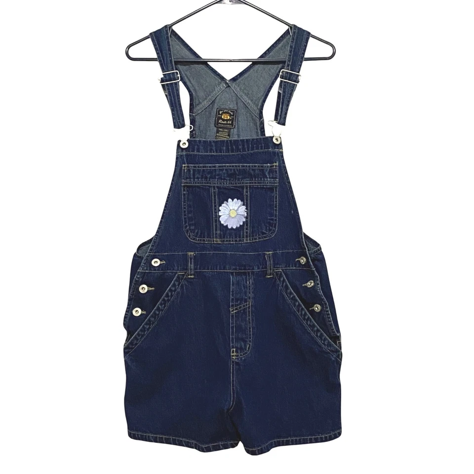 Route 66 Womens Shortalls S Blue Jean Denim Boho Hippie Floral Granola Girl - Image 1 of 4