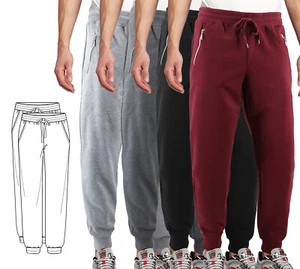 2 Pack of Men's Athletic Slim Fit Zipper Pockets Joggers Drawstring Sweat Pants - Picture 1 of 8