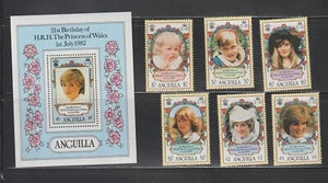 Anguilla Stamps Scott 485 - 491 MNH F-VF Princess Diana 21st Birthday - Picture 1 of 2