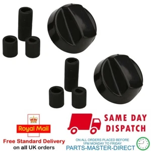 UNIVERSAL BLACK GAS ELECTRIC OVEN COOKER HOB CONTROL KNOB & ADAPTORS 2 PACK pmd - Picture 1 of 7
