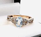 10k Solid Gold .5ct Blue & White Topaz Ring 2.85gm Size 7 Vintage Jewelry