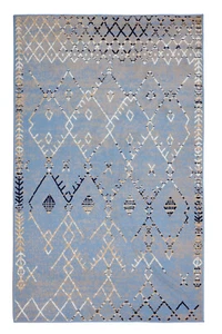 Trellis Bohemian - 3'6"x5'6" Light Blue, Moroccan Faded Transitional Rug - 511 - Picture 1 of 8