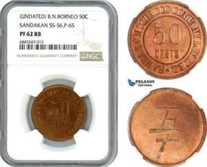 AI418, British North Borneo, 50 Cents ND, NGC PF62RB - Picture 1 of 1