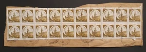 Italy Stamps 1980 Milan Castle 10m block of 20 used on piece Salerno cancels - Picture 1 of 2