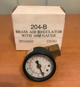 AES Industries 204-B Brass Air Regulator With 160# Gauge New Old Stock - Picture 1 of 9