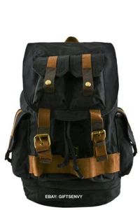 13x20 Double Buckle Brown Straps Canvas Backpack Outdoor Travel Hiking Backpack - Picture 1 of 6