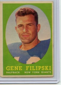 1958 Topps FB Gene Filipski New York Giants #1 ⭐️💥🎯 En muy buen estado+ - Imagen 1 de 2