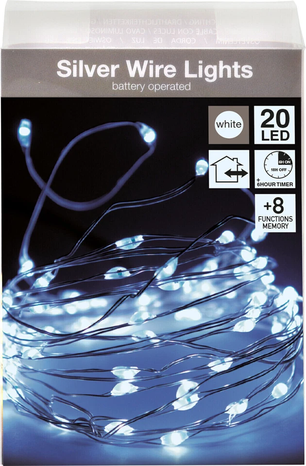 LED Drahtlichterkette Lichterkette mit Timer Innen & Aussen 20/40/80 Batterie - Bild 1 von 1