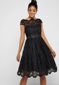 Chi Chi London Baroque Tea Embroidery Lace Occasion Party Sleeve Dress 6 Black - Picture 1 of 1