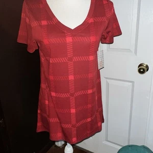 LuLaRoe Christy T rot kariert Größe XS Neu mit Etikett - Bild 1 von 6