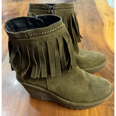 Botas para mujer Fly London gamuza cuero Yagi flecos botín 37 6,5 - 7 cremalleras Foto 1 de 4