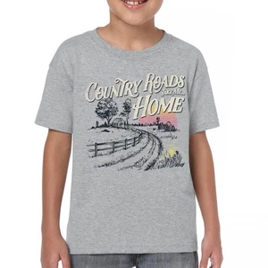 Country Roads Take Me Home Youth T-shirt Vintage Music Festival Sunset Kids - Picture 1 of 36