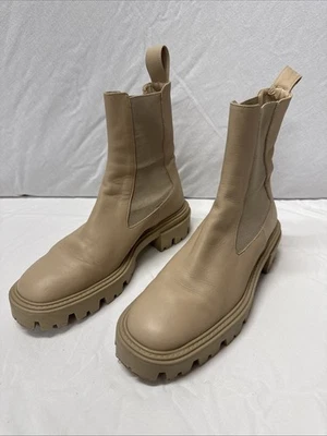 Botines Chelsea Zara beige claro con suela de cuero talla 7,5 Foto 1 de 4