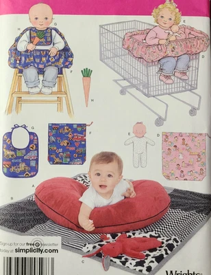 Uncut Simplicity 4225 Sew Pattern Baby Quilt Bib Shopping Cart Cover Boppy Doll - Image 1 of 4