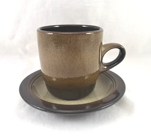 Heath Ceramics Brown/Dark Brown Stackable Coffee Tea Mug & Saucer - Picture 1 of 7