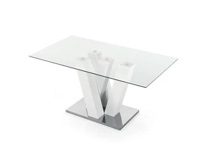Mesa De Comedor De Vidrio Diseño Moderno Blanco Con Base CIC-715 - Imagen 1 de 2