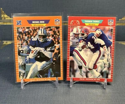 ¡Las mejores tarjetas de fútbol americano Pro Set 1989! - Michael Irvin, Thurman Thomas Rookies  Foto 1 de 2