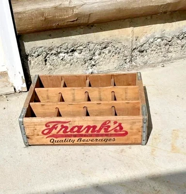 Caja de refrescos de madera Frank’s Philadelphia PA 1978 vintage caja de bebidas con divisores Foto 1 de 4