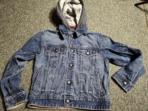 Gap Kids Girls Unisex Hooded Denim Jean Jacket Size M- 8 - Picture 1 of 9