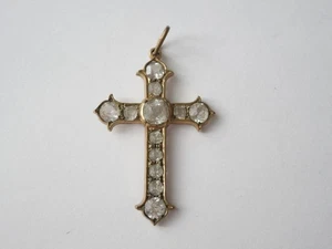 Anhänger Kreuz Goldfarben Glassteine Antik Optik 3,8 g/4,8 x 2,8 cm - Bild 1 von 4