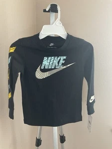 The Nike Tee 4 Boys Black Long Sleeve  - Picture 1 of 4