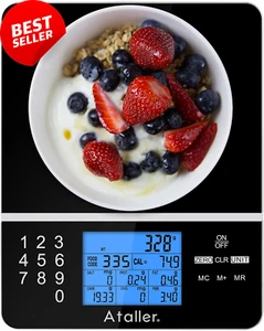 Digital Food Scale with Nutritional Calculator, 5Kg Max, Black Tempered Glass - Picture 1 of 12