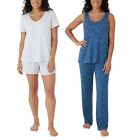 Eddie Bauer Ladies' 4-Piece Pajama Set, Breathable, Stretch, Gray / Blue, - Xs