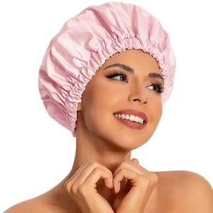 Reusable Shower Cap For Women Large Waterproof Shower Bonnet Washable Elastic Ba - Picture 1 of 6