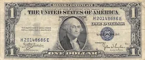 USA $1 Silver Certificate Series of 1935 C Block H-E Circulated Banknote ZA - Picture 1 of 2