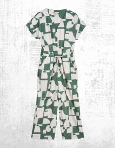 Ex Seasalt Women’s SS Jersey Jumpsuits in Shade Balsam Green Trail Rose (Defect) - Picture 1 of 9