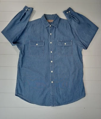 Vintage Big Mac L Blue Denim Long Sleeve Workwear 2 Pocket Mechanic OG Veterano - Image 1 of 4